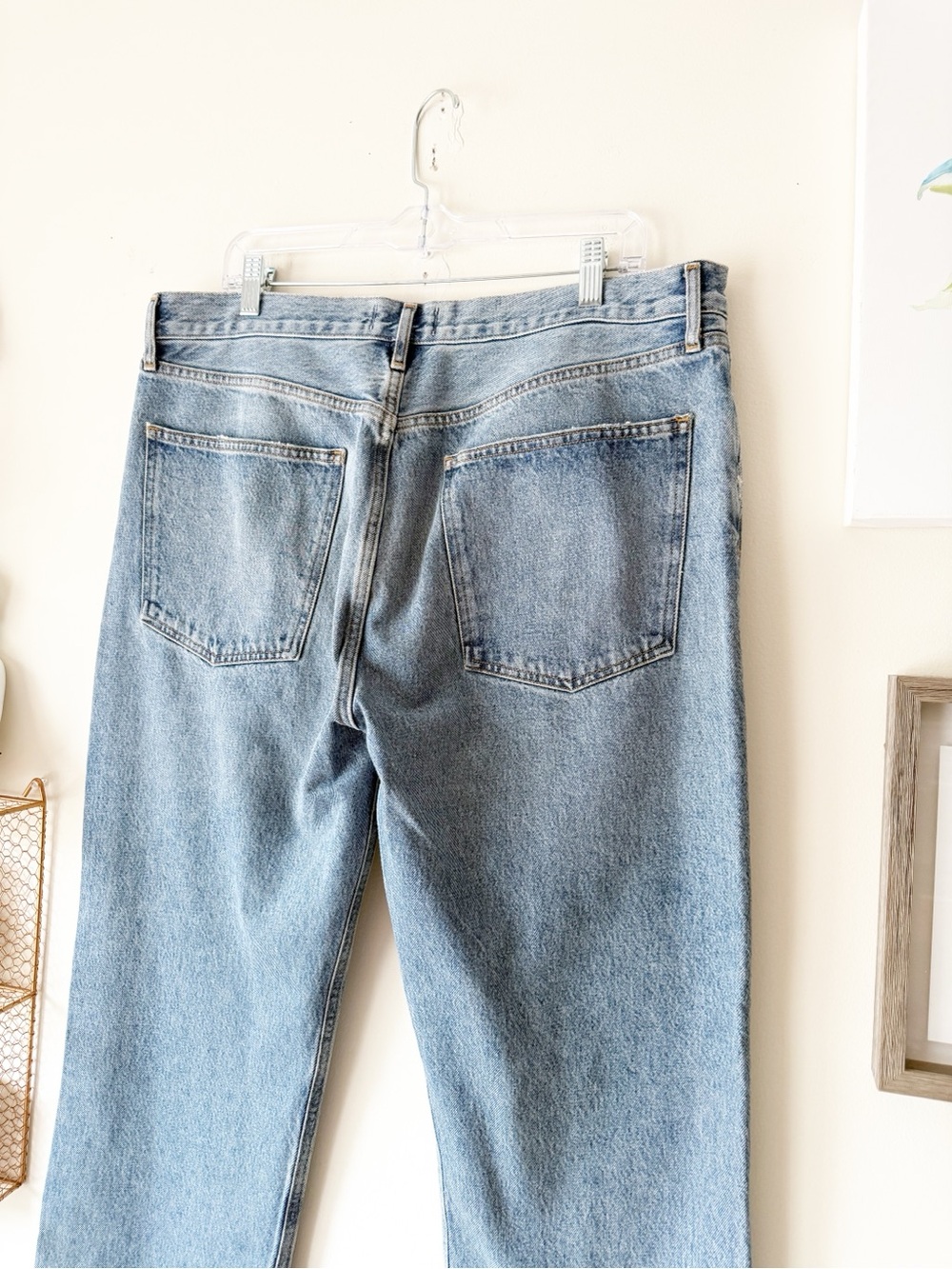 AGOLDE 90s Pinch High Rise Button Fly Distressed Jeans Endless Wash Size 34 - Picture 9 of 14